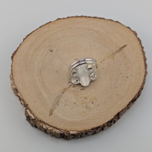 Handcrafted Zuni Flower Cluster Opal Sterling Silver Ring Native American Sz 8** - Picture 8 of 9